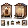 QmXCyzl Wooden DIY Dollhouse Miniature 3D Holiday Architectural Scenario Openable Japanese Style and Kit, Bookstand, Gift, Design, (Planet Garden)