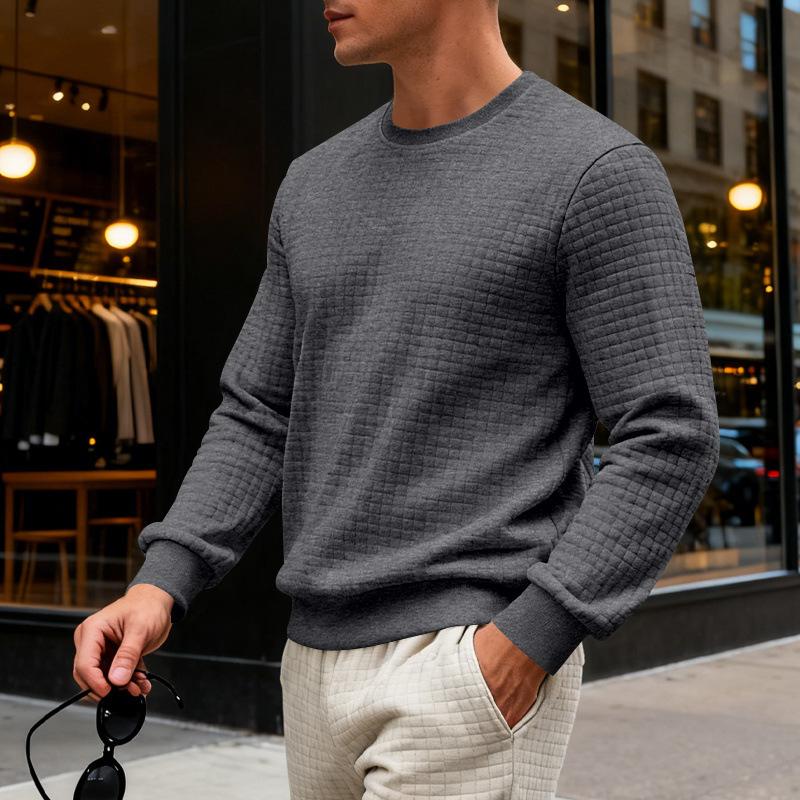 Frühlings- und Herbst Herren Retro Leicht Reif Lässig Pendeln Sport Einfaches Rundhals Struktur Sweatshirt