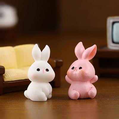 62KD Easter Rabbit Figurine Miniatures Ornament for Home and Shop Decorations