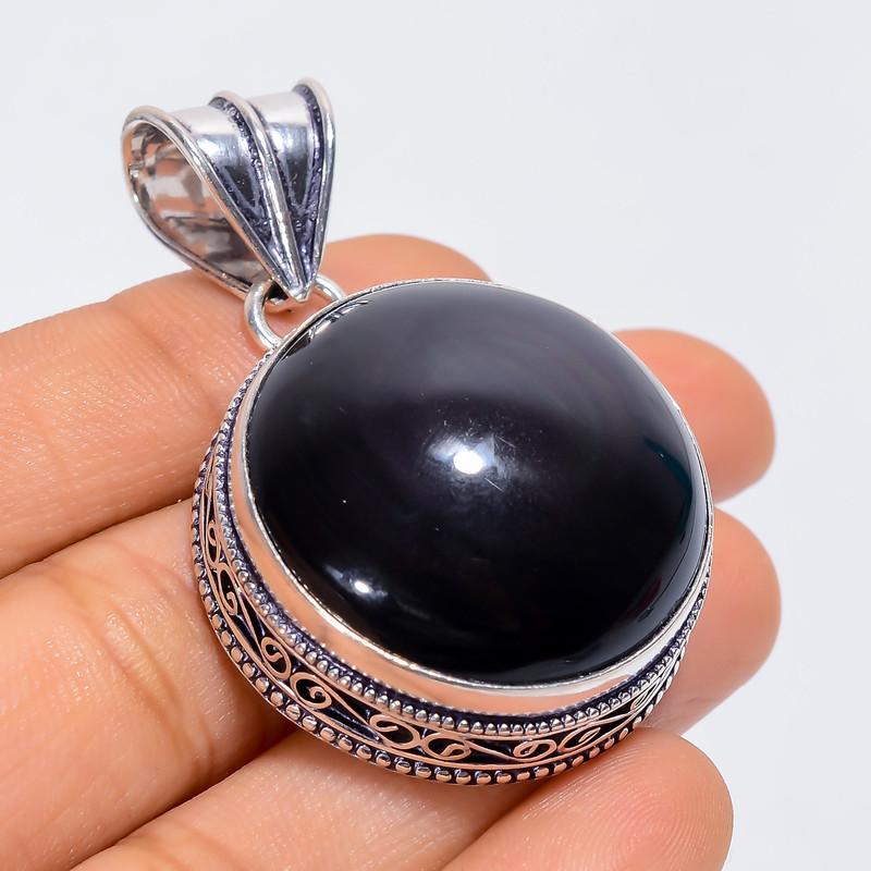 

Attractive Top Grade Qualite 100% Natural Rainbow Eye Obsidian Round Shape Vintage Handmade Jewelry 925 Steling Silver Pendant 1.9 WSJ-4934 1.9