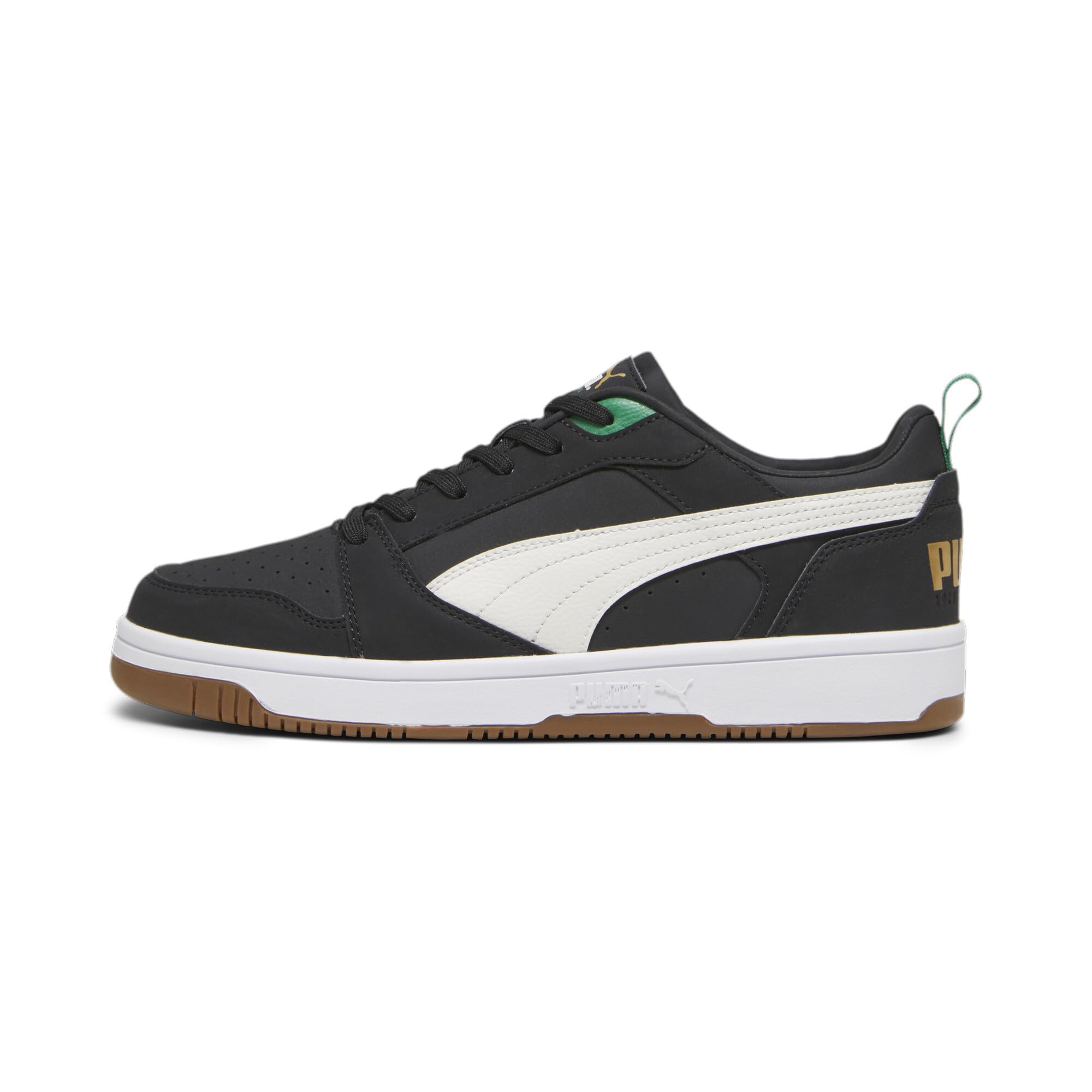 

Кроссовки PUMA Rebound V6 Low 75 Years 392484 Черный/Теплый белый/Архивный зеленый/Золотой (01)