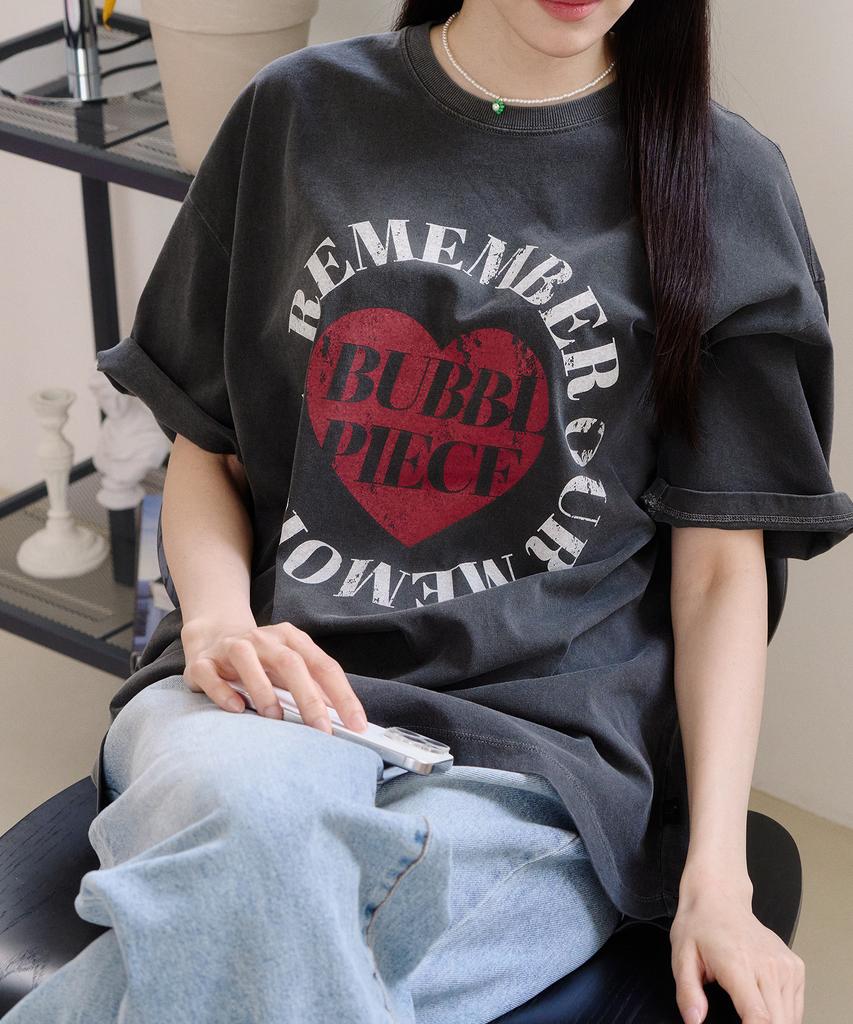 Beobeulpiseu Heart Circle Pigment T-Shirt_Charcoal