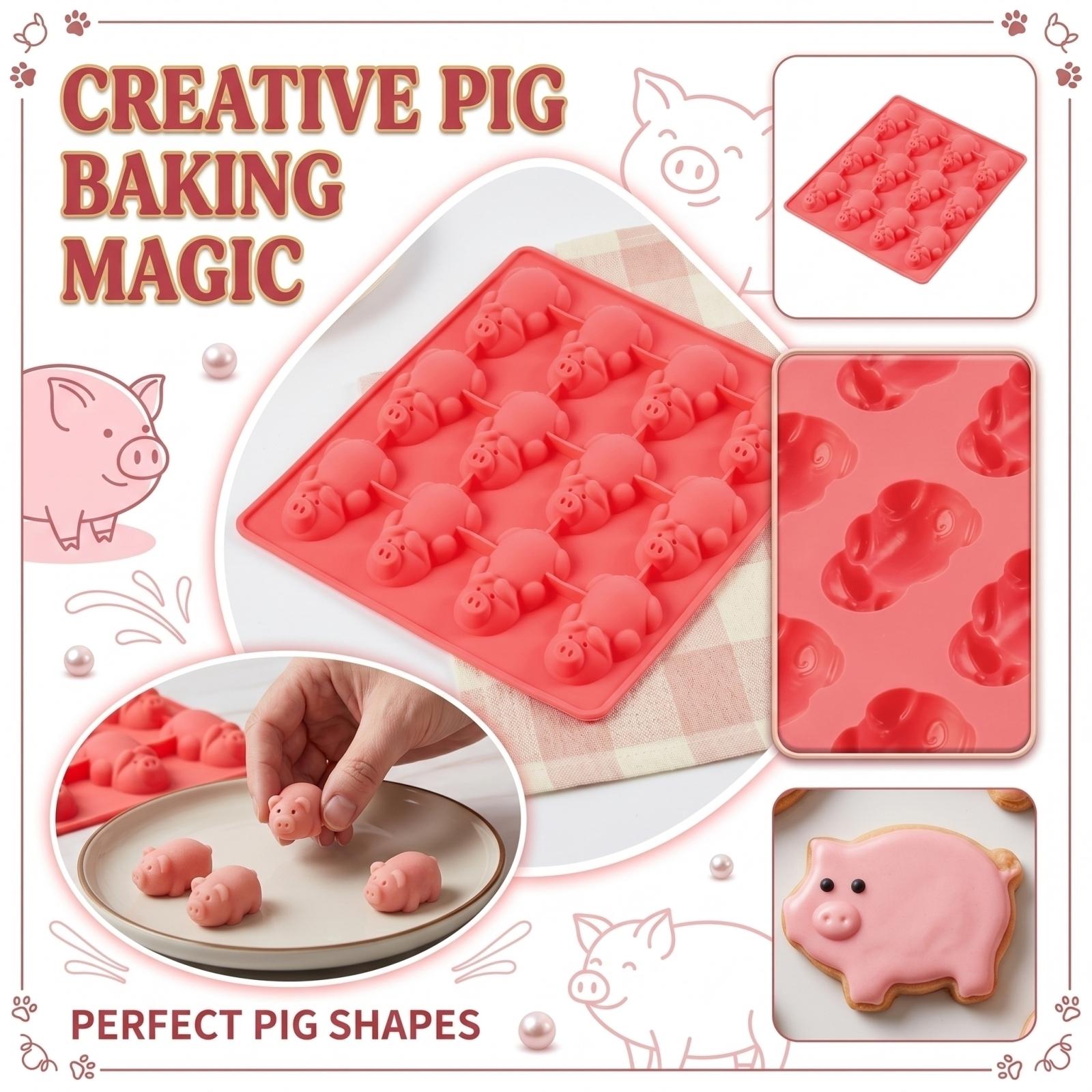 Silikon-Schwein-Backform Flexible Antihaft-Backblech für Kuchen Schokolade Süßigkeiten Kekse Herstellung Küchenwerkzeug One Size rot