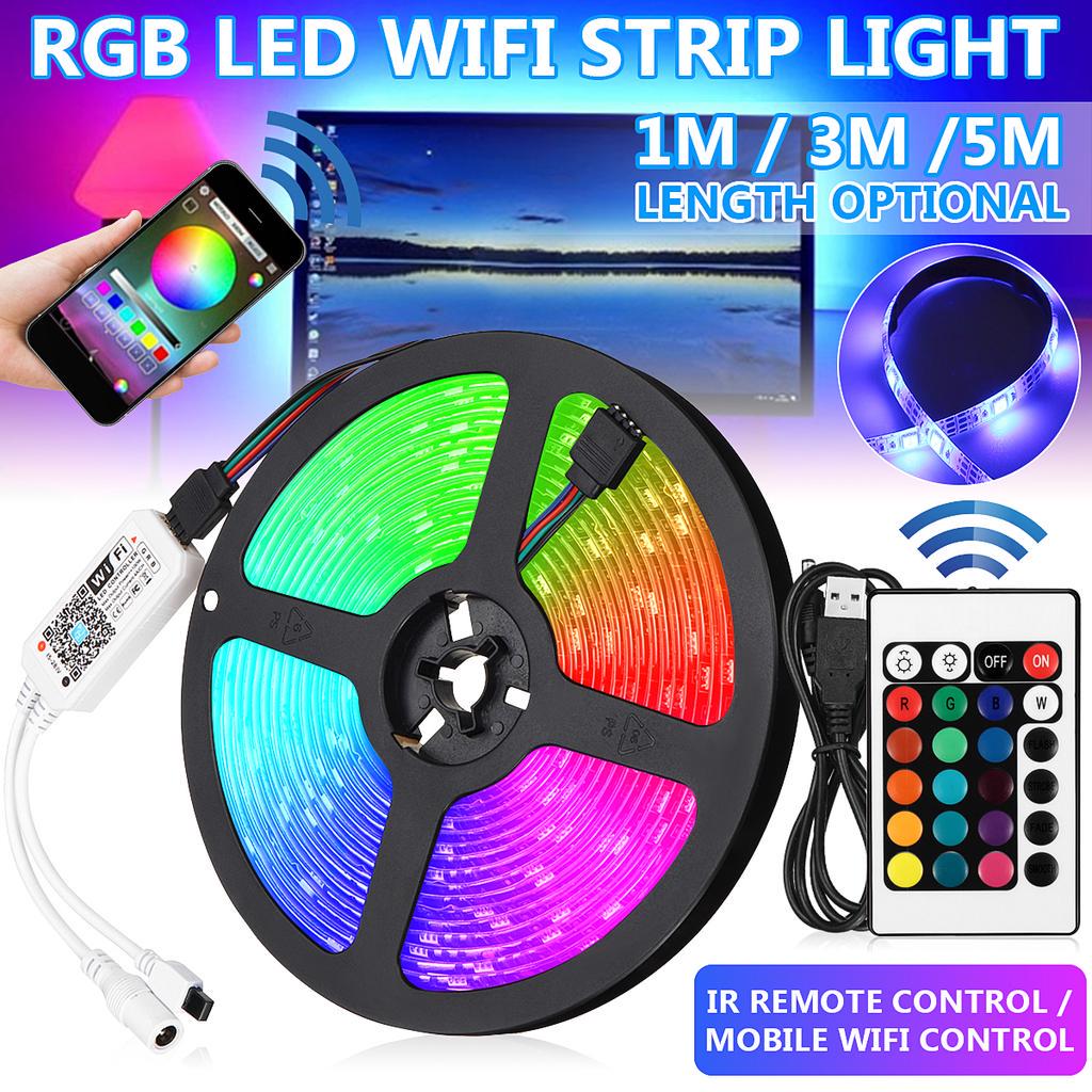 RGB LED Strip Lights 300 LEDs 5 Meters LED Light Bar DC 5V TV Backlight 24 Keys String Lamp Changing