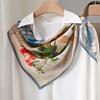 National Style Silk Scarf Women's Summer Versatile Double Crepe Silk 111 Mulberry Silk 71 Small Square Scarf Gift Mother Scarf Shawl