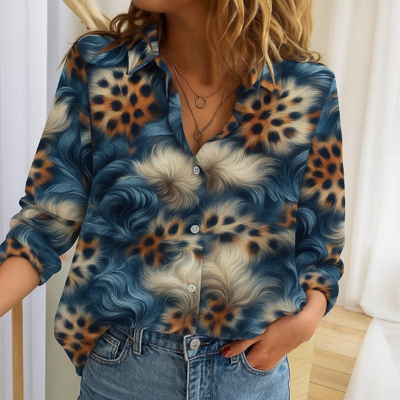 Trendy Women's Sexy Leopard Print Long Sleeve Shirt Elegant Office Blouse Chic Casual Top Autumn Stylish Female Tops