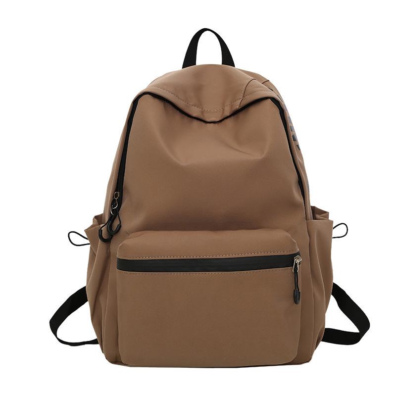 Solid Color Gender-neutral Nylon Backpack Casual Large-capacity Schoolbag Junior High School Student College Student Class Backpack
