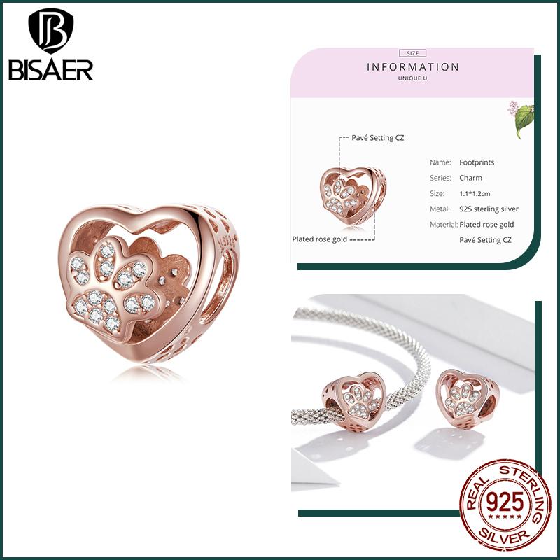 BISAER Plata 925 Encanto Lindo Perro Cuentas Perro Salchicha Mascota Animal Colgante Chapado en Platino Apto Mujeres Pulsera DIY Joyería Fina