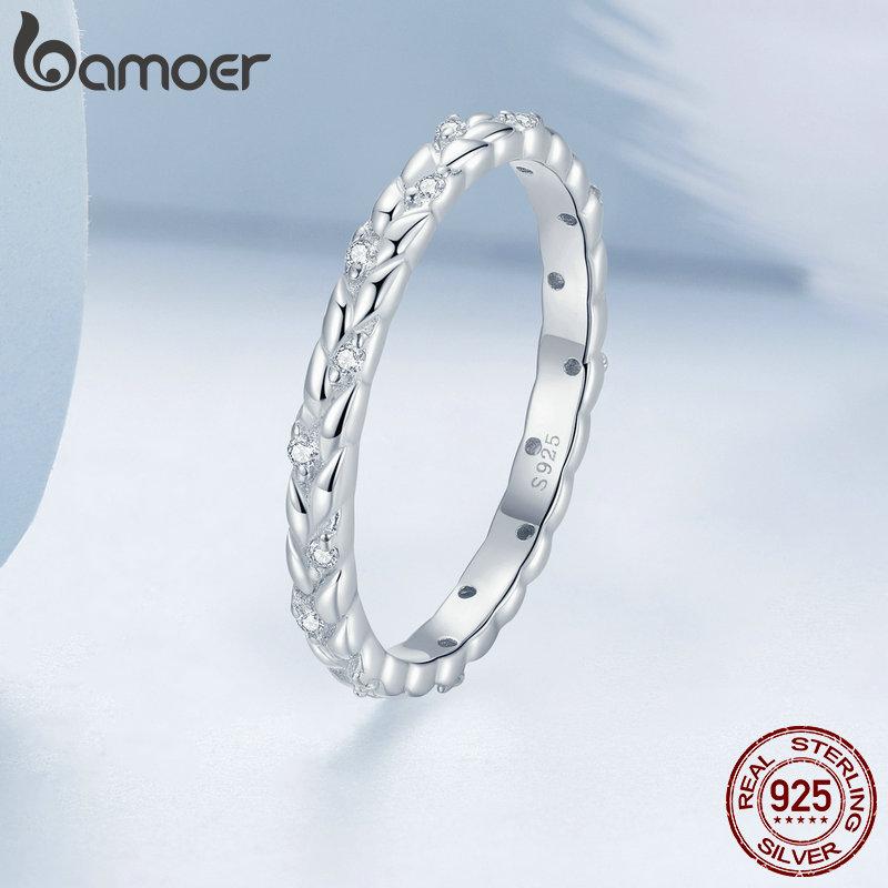 

BAMOER Аутентичное кольцо из стерлингового серебра 925 пробы с пшеницей для женщин, ювелирные изделия, модное обручальное кольцо, размер 6-8, кольцо для женщин, подарок 7