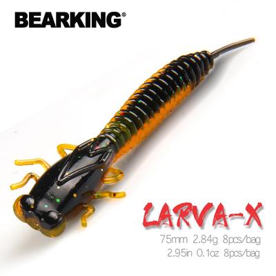 BEARKING זחל 75 מ"מ 2.84 גרם 8 יחידות פיתיונות רכים מלאכותיים תולעת דייג סיליקון בס זאב מים דג קטן פיתיון שחייה ג'יגינג פיתיונות פלסטיק