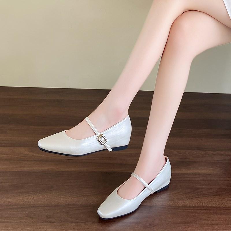 CRLAYDK Women's Pointed Toe Mary Janes Inner Height Increase Loafers Ladies Office Work Slip On Dress Casual Walking Shoes