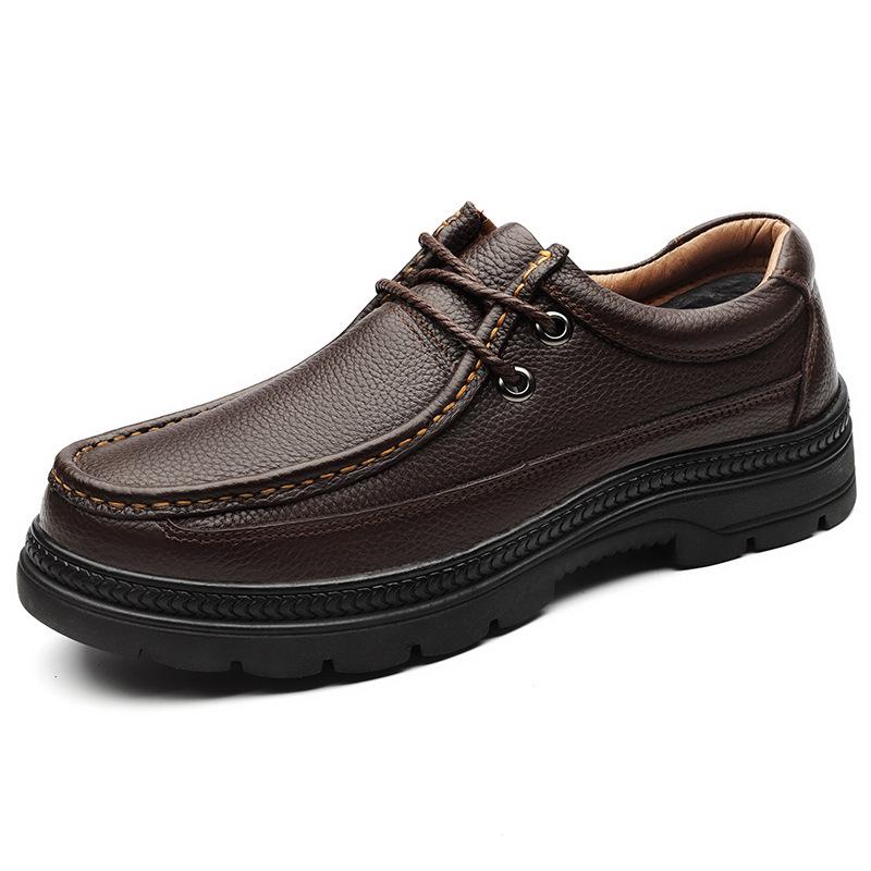 Versatile Men s Formal Leather Shoes: Autumn-Winter Lace-up, Genuine Leather with Velvet Lining 44
