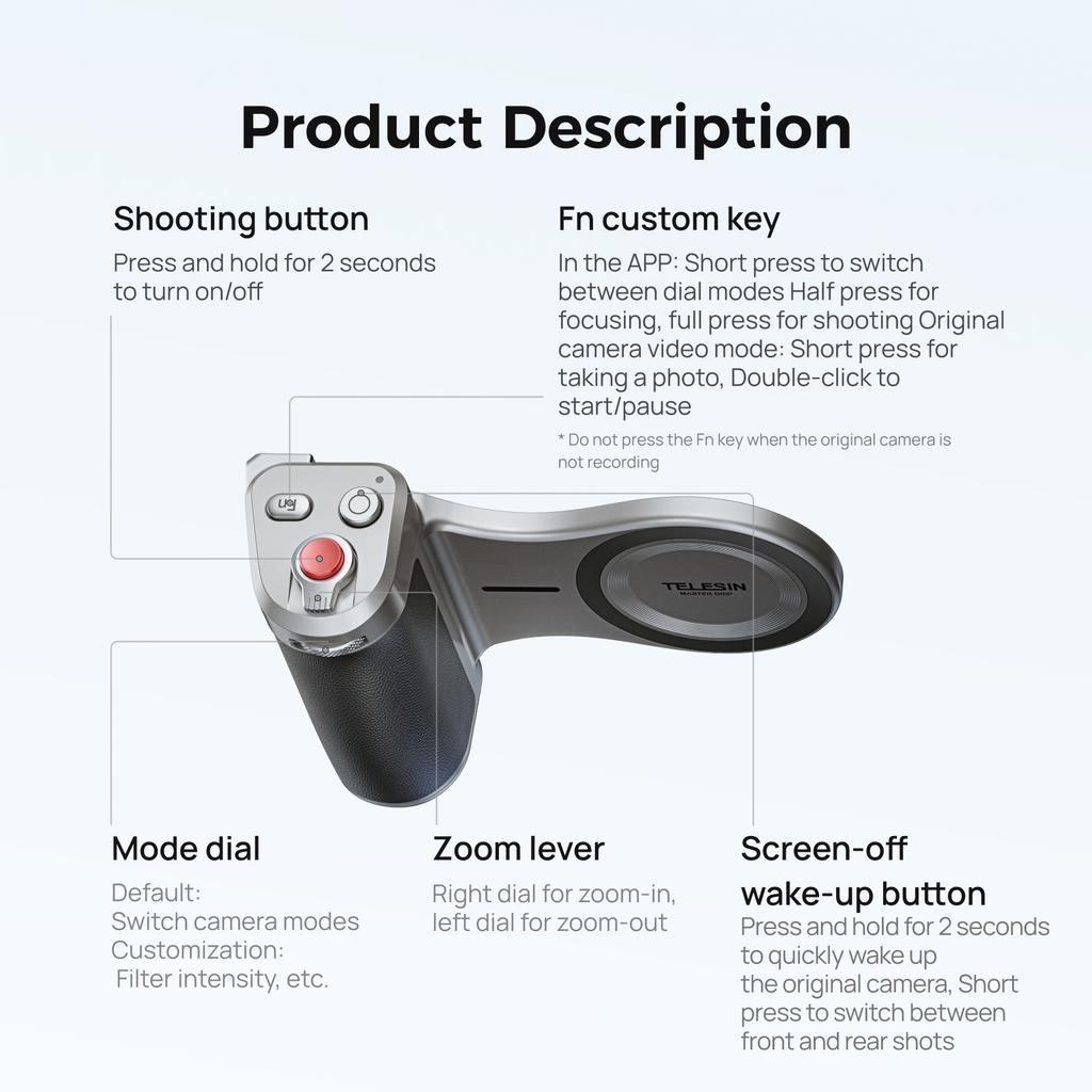 TELESIN Master Magnetic Smart Phone Camera Shoot Hand Grip Holder Shooting Aid Remote Control Handle for Iphone HUAWEI SAMSUNG