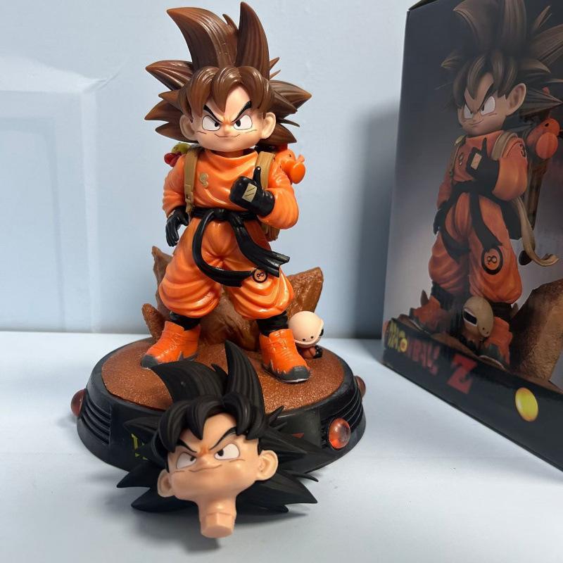 Dragon Ball Travel Wukong Figure Double Head Carving Exchangeable with Base Model Ornament Dragon Ball Super Statue Saiyan