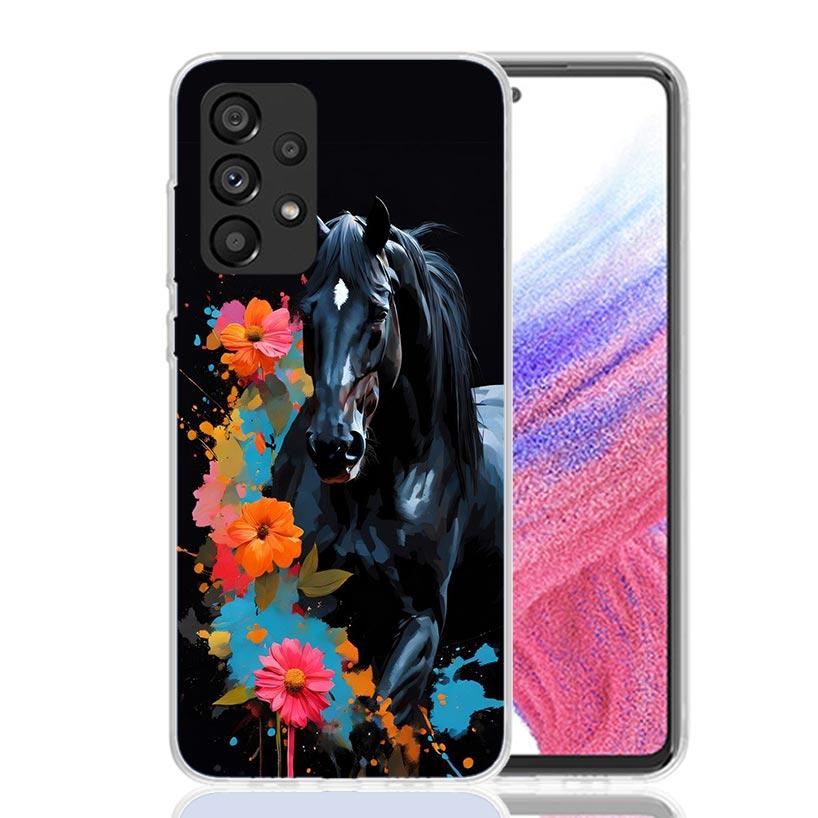 Animal Black Horse Phone Case For Samsung Galaxy A13 A14 A15 A16 A17 A53 A54 A55 A56 A33 A34 A35 A36 A23 A24 A25 A26 A05S A04S G