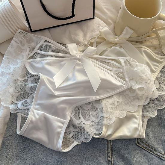 Women's Silky Satin Panties Sexy Invisible Lace Briefs Low Waist Bikini Underwear Seamless Breathable Underpants