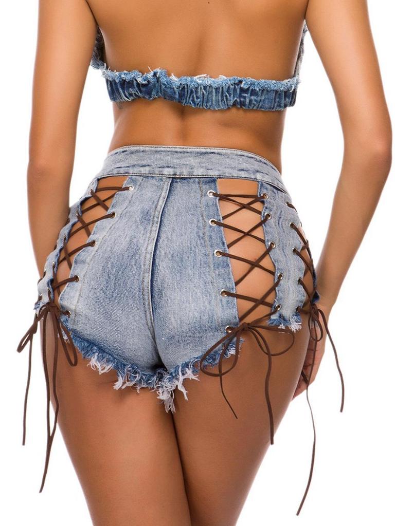 860# New European and American Women's Denim Shorts - Summer/Autumn Sexy High-Waisted Hot Pants for Nightclub.