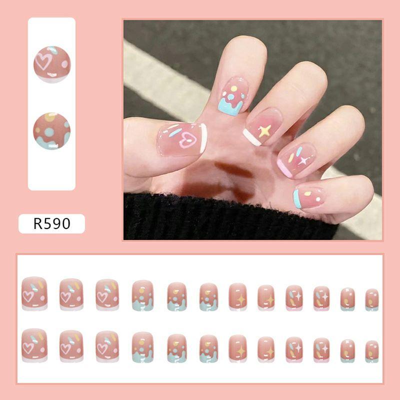 

Clow M Nail Sticker Kids Nail Stickers Fake Nails Girl Child Nail Stickers Kids Special Manicure Student [5-14 years old] Colorful Childhood = short
