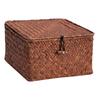 Decorative Natural Rattan Basket With Cover Multipurpose Household Organizer For Kitchen Living Room Essential