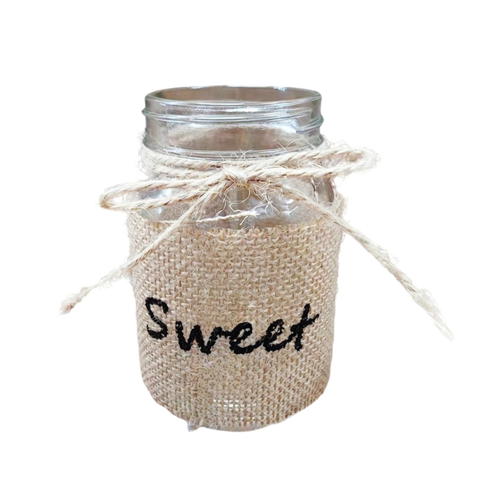 

Vintage Style Glass Vase with Burlap Cover and Twine Bow for Hydroponic Plants and Floral Arrangements Rustic Decorative Jar One Size