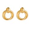 Gold Plated Stainless Steel Triple Hoop Drop Earrings For Women