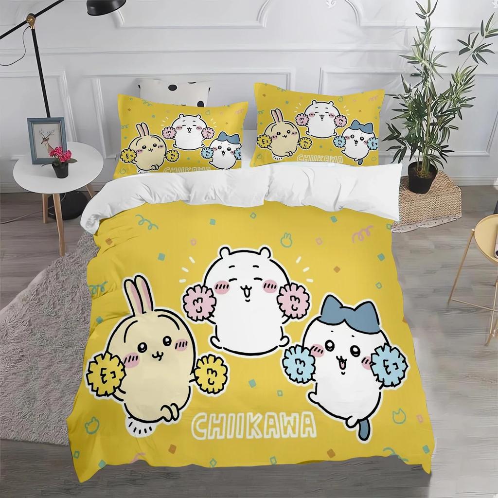 Ensemble Housse de Couette Confortable en Polyester Motif Dessin Animé Avec Housse de Couette et Taies d'Oreiller Tailles King Queen Twin Pour Garçons Filles et Enfants