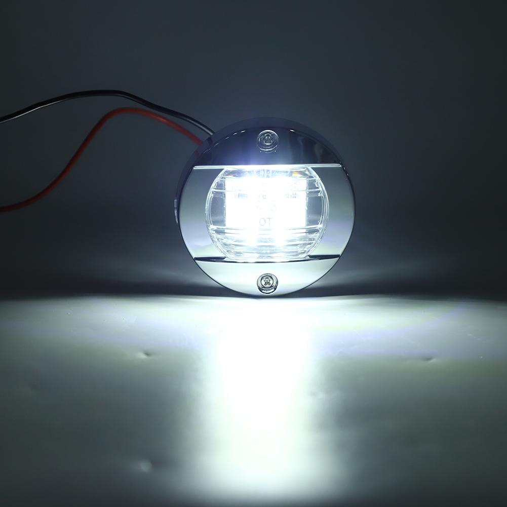 4 Stück Klarglas LED Runde Navigationsheckleuchte Weißes Licht 12V Chrom Wasserdicht für Boot Yacht LKW