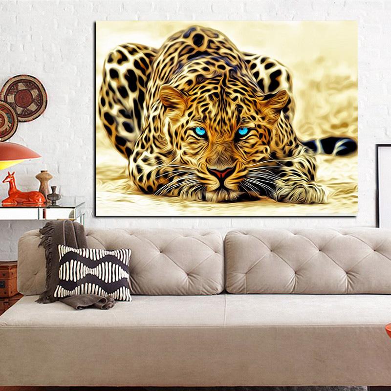 Imprimare Digitală HD Leopard Observând Prada Animal Abstract Pictură în Ulei pe Pânză Artă de Perete Tablou pentru Living Canapea Cuadros