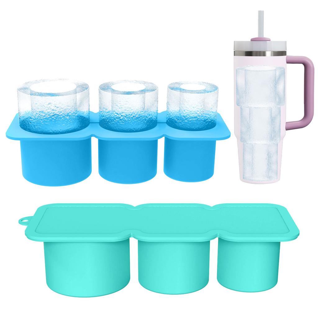 Eiswürfelschale für Becher, wiederverwendbare Schnapsglasform, leicht zu lösende, wiederverwendbare große Eisballschalen aus Silikon mit Deckel für den Gefrierschrank