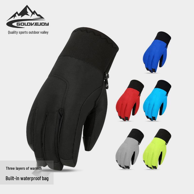 

Unisex Winter Waterproof Ski Gloves - Non-Slip, Wear-Resistant, Fleece-Lined, Warm Cycling Gloves with Touchscreen Compatibility DH08 L небо синє кольору