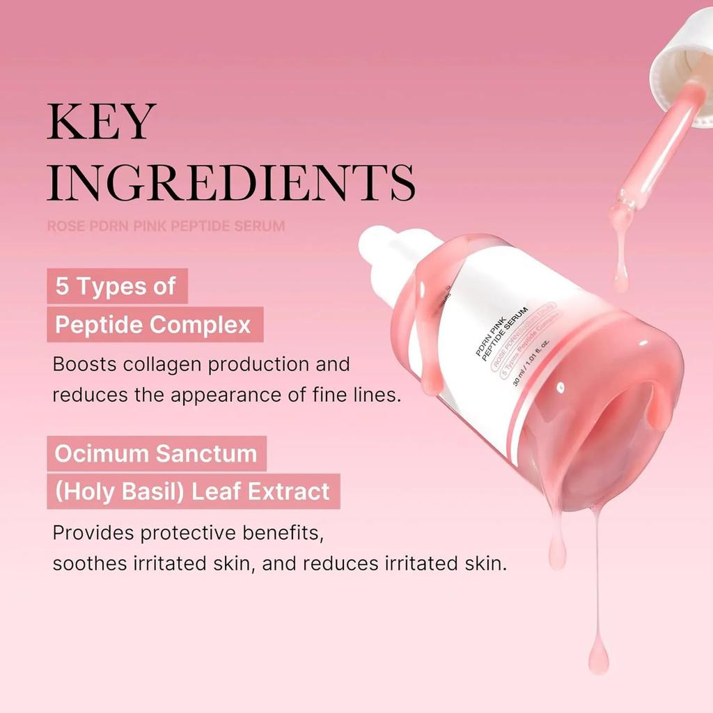 Rose Pink Peptide Brightening Serum Hydrating Whitening Facial Care