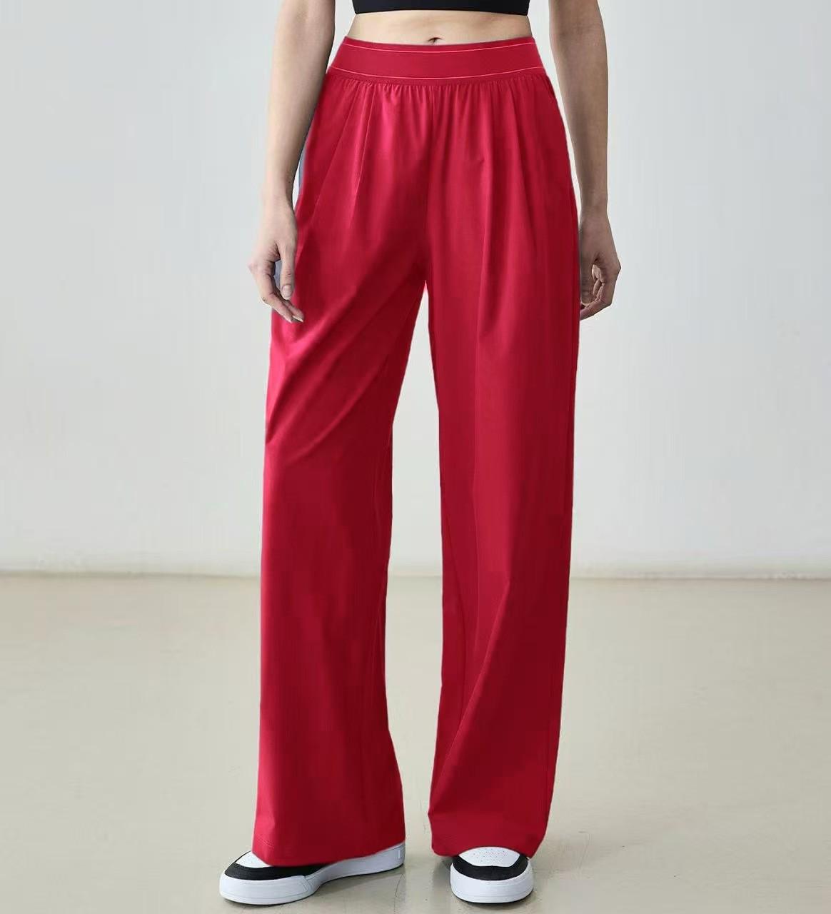 

Women s Quick-Dry Elastic Waist Yoga Wide-Leg Casual Pants Extra Large