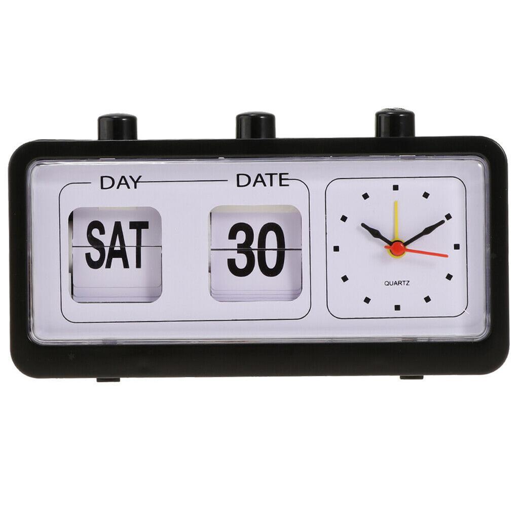 Retro Calendar Flip Clock Bedside Square Clock with 3 Press Button Household Household with 3 Press Button Clock