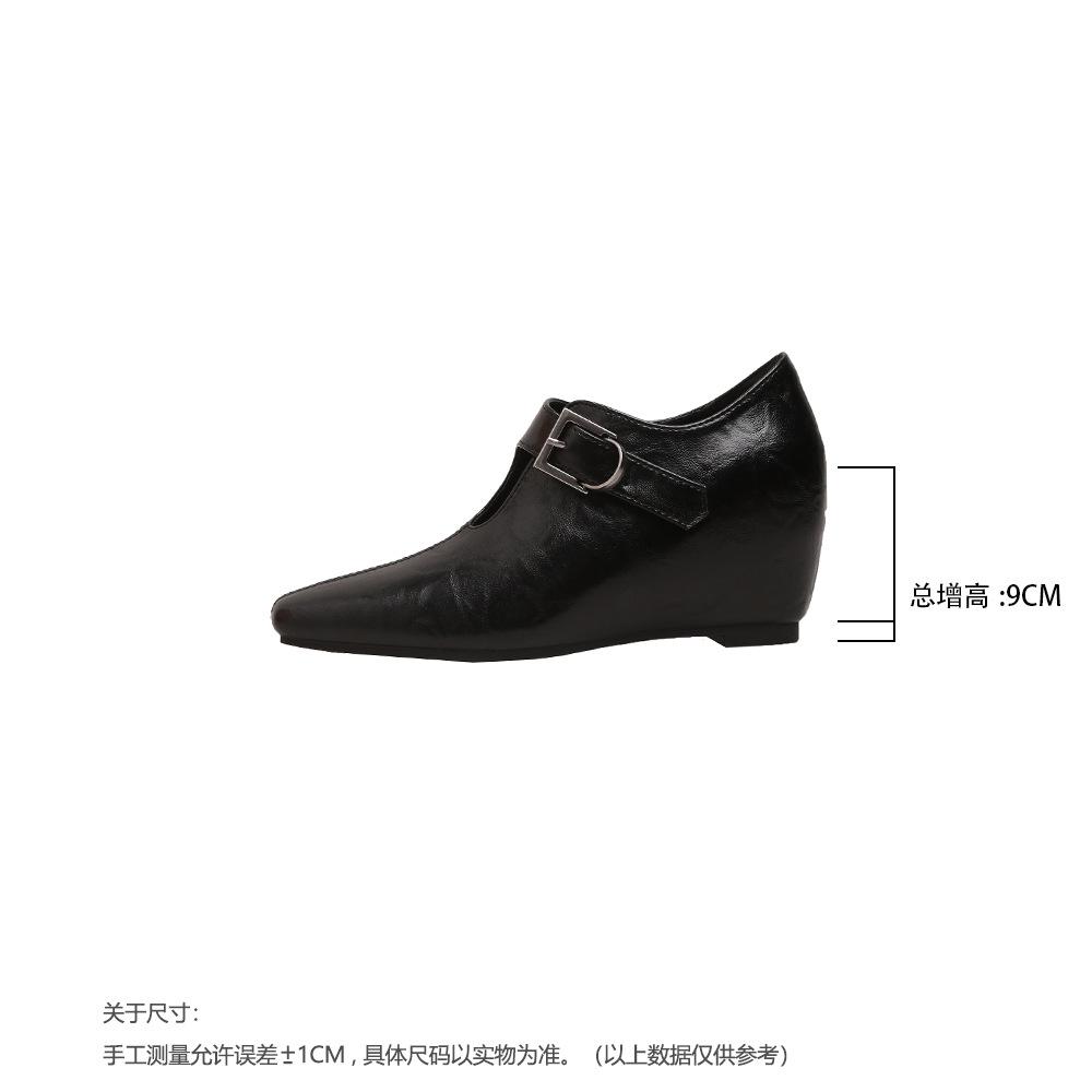 cmcm inner height increase lowtop small leather shoes square head thin versatile British style small leather shoes highend single shoes women