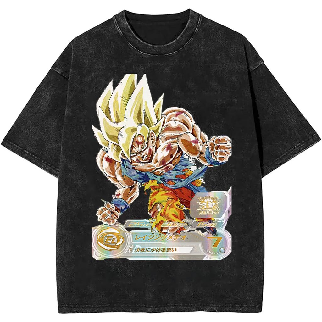 New  Dragon Ball Super Saiyan  Quality TShirt Men and Women Cotton Vintage Washed Print Retro Streetwear Sports Tops