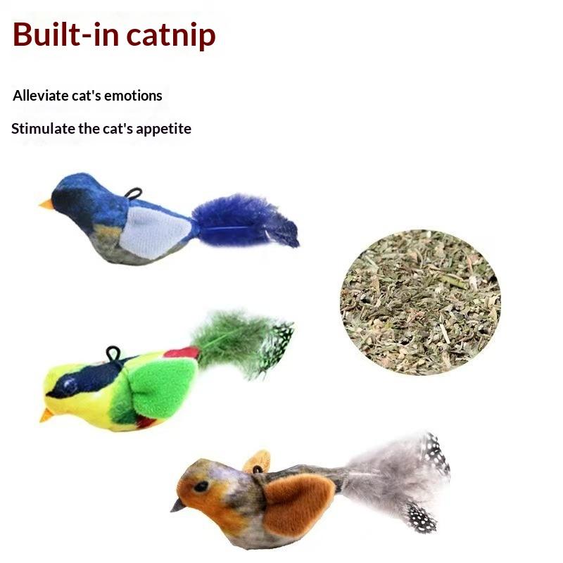 1/2/3PCS Cat Teasing Sticks Realistic Bird Pet Toys for Cats Bite-Resistant Swing Toys for Self-Entertainment And Relaxation