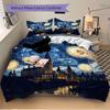 3Pcs Hogwarts Castle Printed Bedding Set, Breathable And Soft, Machine Washable, Christmas Gift, Suitable for Bedroom Decoration, 15188