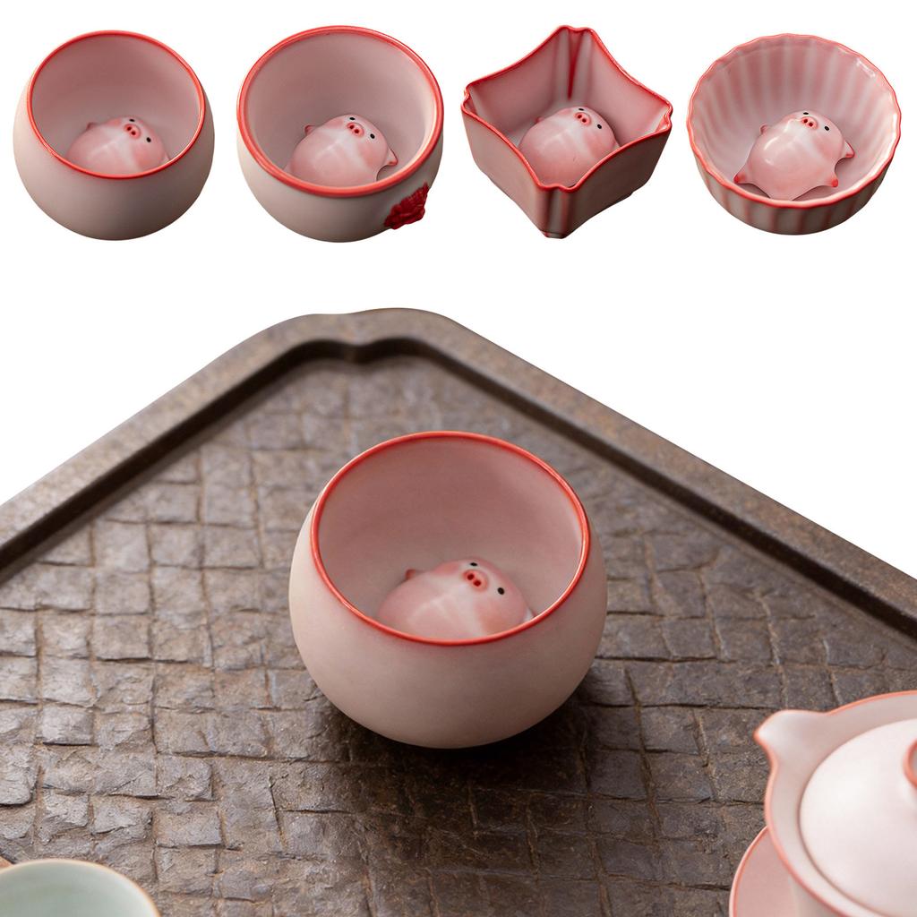 Ceramic Pig Bubble Blowing Cup Handmade Blow Bubbles Pig Ceramic Tea Pet Piggy Cartoon Tea Cup Unique Gift for Tea Drinkers