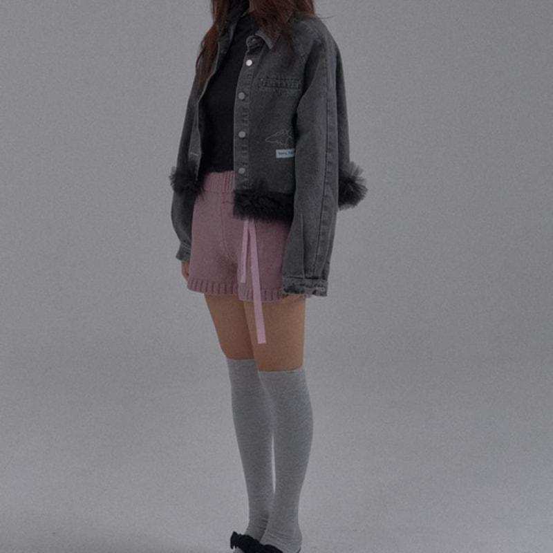 SORRY TOO MUCH LOVE Cotton High-Fit Long Tights_Grey