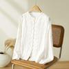 Bieyang Women's New Chinese Style Embroidered Long Sleeve Shirt - 2025 Autumn Collection, Light Luxury Feel