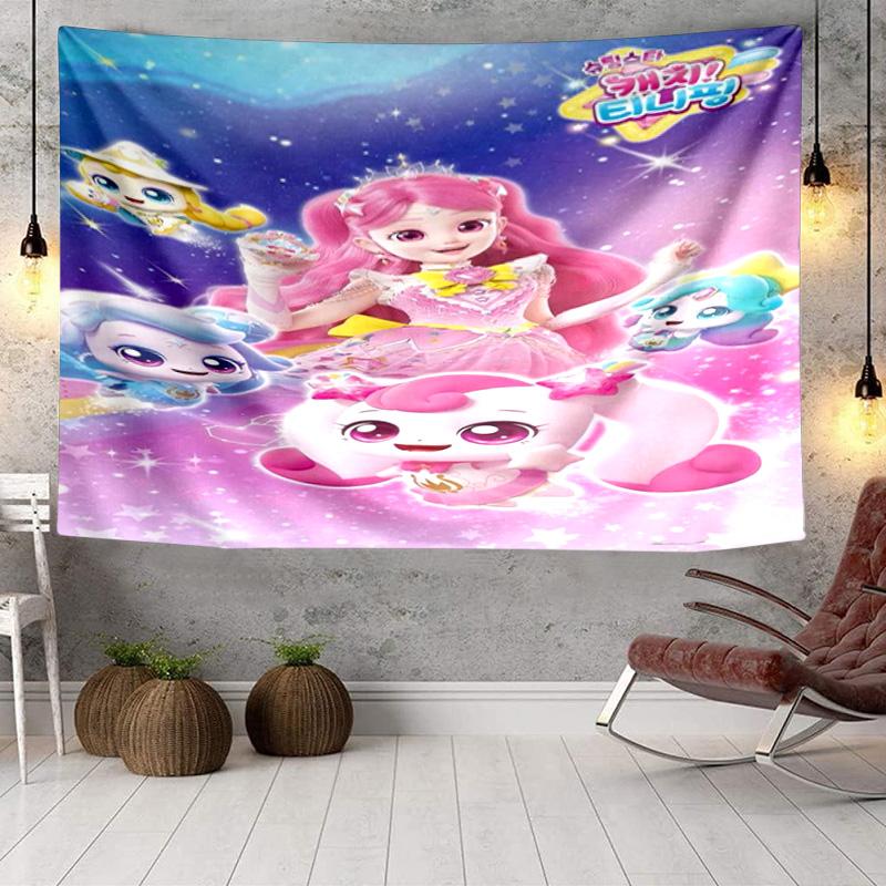 Pink Heartsping Fantasy World Tapestry, Unique Design Tapestry, Wall Decor for Bedroom,Livingroom, Playroom,Heartwarming Fan Holiday Gifts