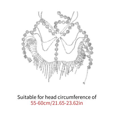 Sparkling Rhinestones Chain Veil Mask Headpiece Headwear For Women Elegant Party Dance Costume Fashion Hair Accessories