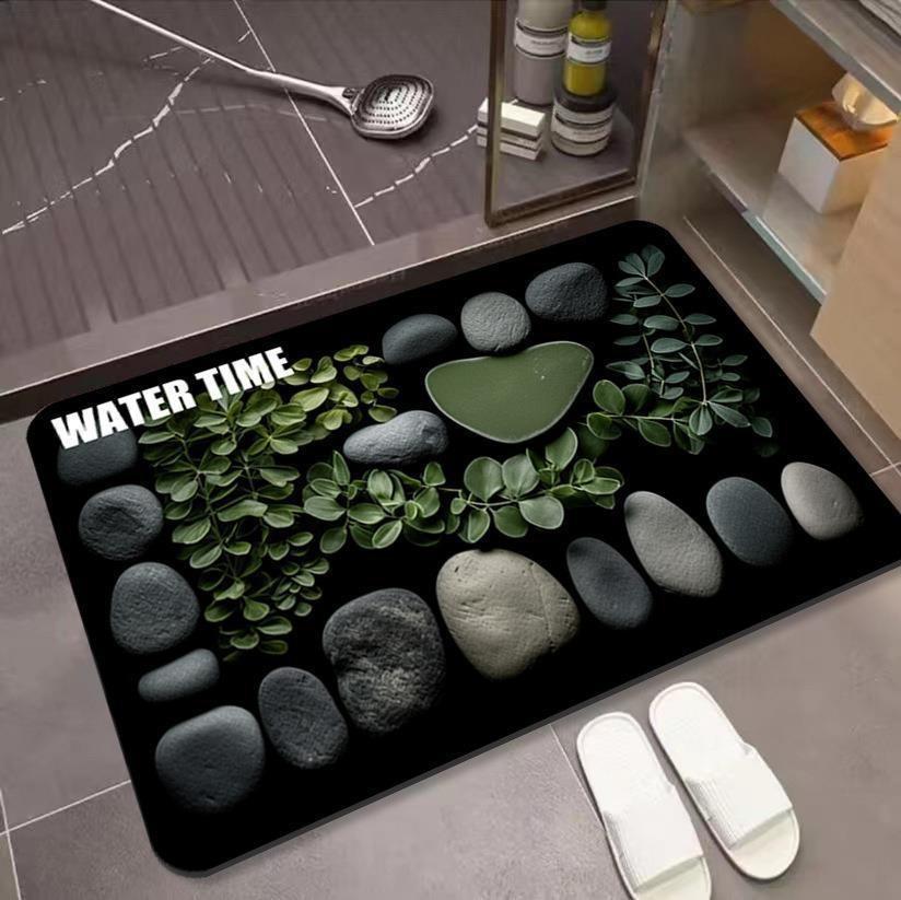 3D Floor Mat with Pebble Print for Household Bathroom and Non Slip Quick Drying Foot Pad