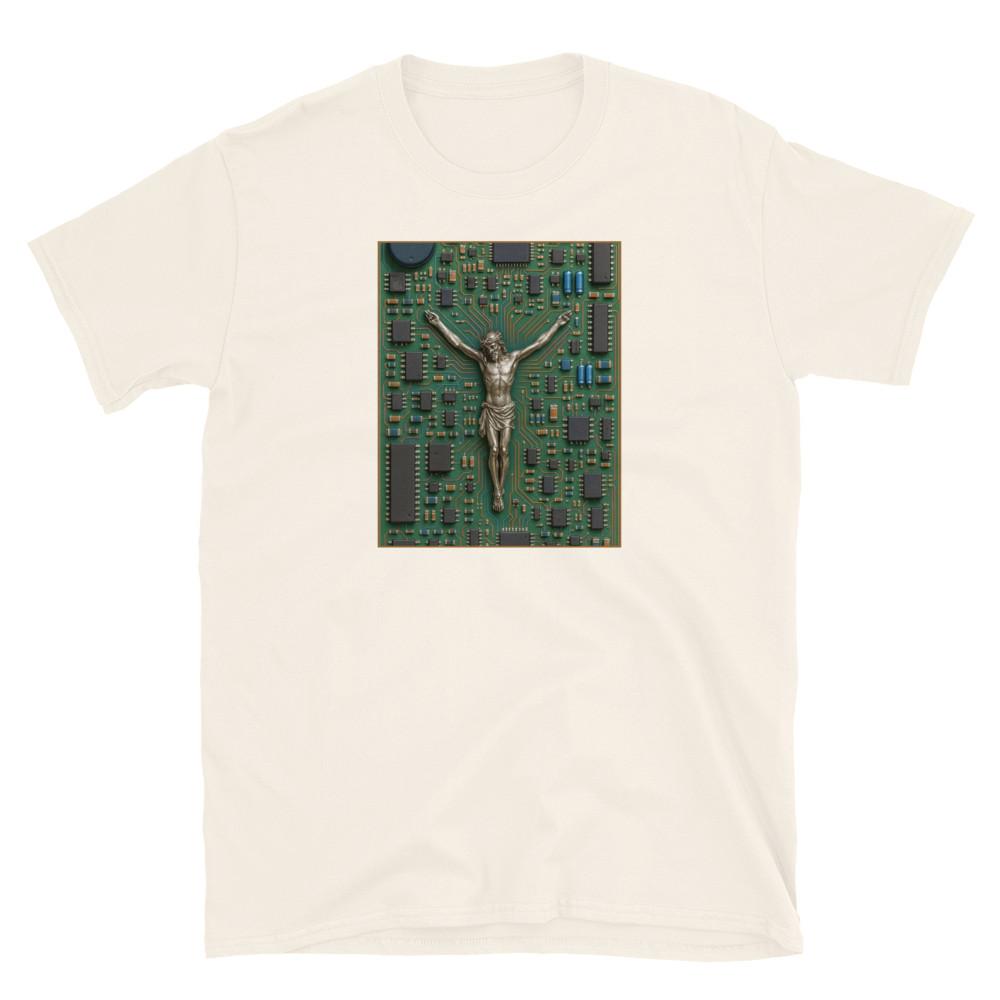 

DIGITAL DEITY CIRCUIT CRUCIFIXION CHIPPED CHRIST PRINTED TEE Unisex T-Shirt XL