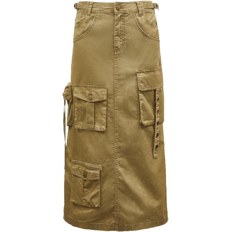 ONLY Women s 2024 Summer Distressed Workwear Slit Midi Skirt S