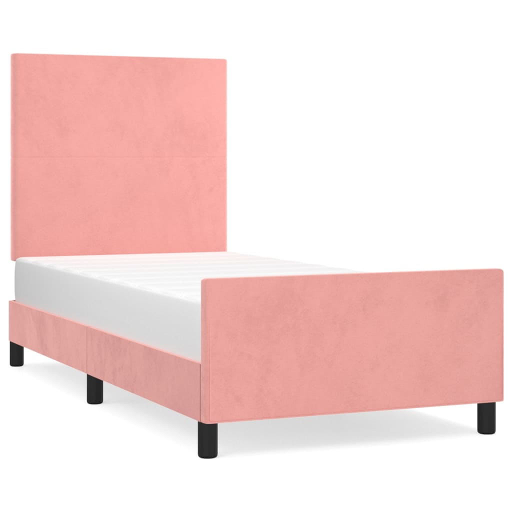 Pink Bed Frame with Headboard 80 x 200 cm Velvet