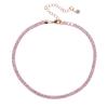 Silver Gold Rose Pink 3mm Zircon Cz Tennis Chain Iced Out Bling Women Charm Anklet