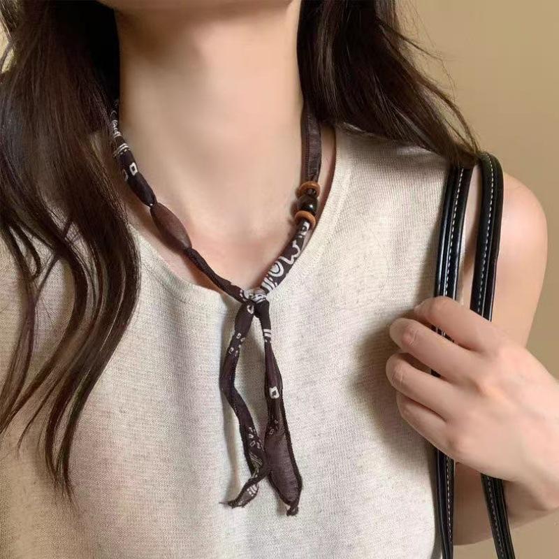 Богемная этническая шарф-кашю с бусами - Женская длинная цепочка-свитер чокер