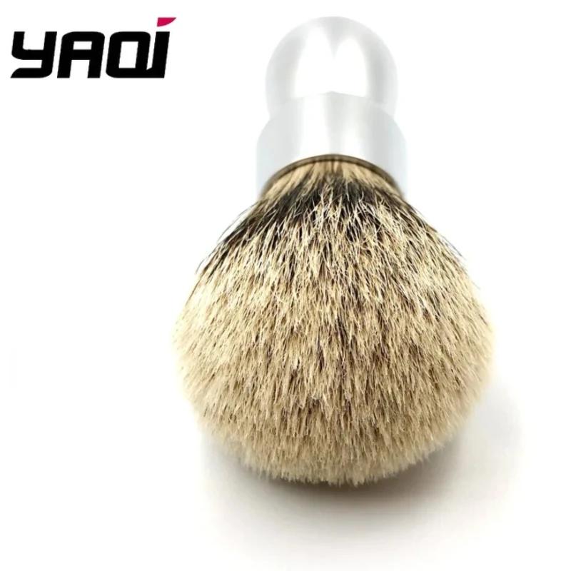 YAQI Men's Silvertip Badger Hair Shaving Brush with Heavy Metal Handle for Smooth Wet Shave Foam Applicator