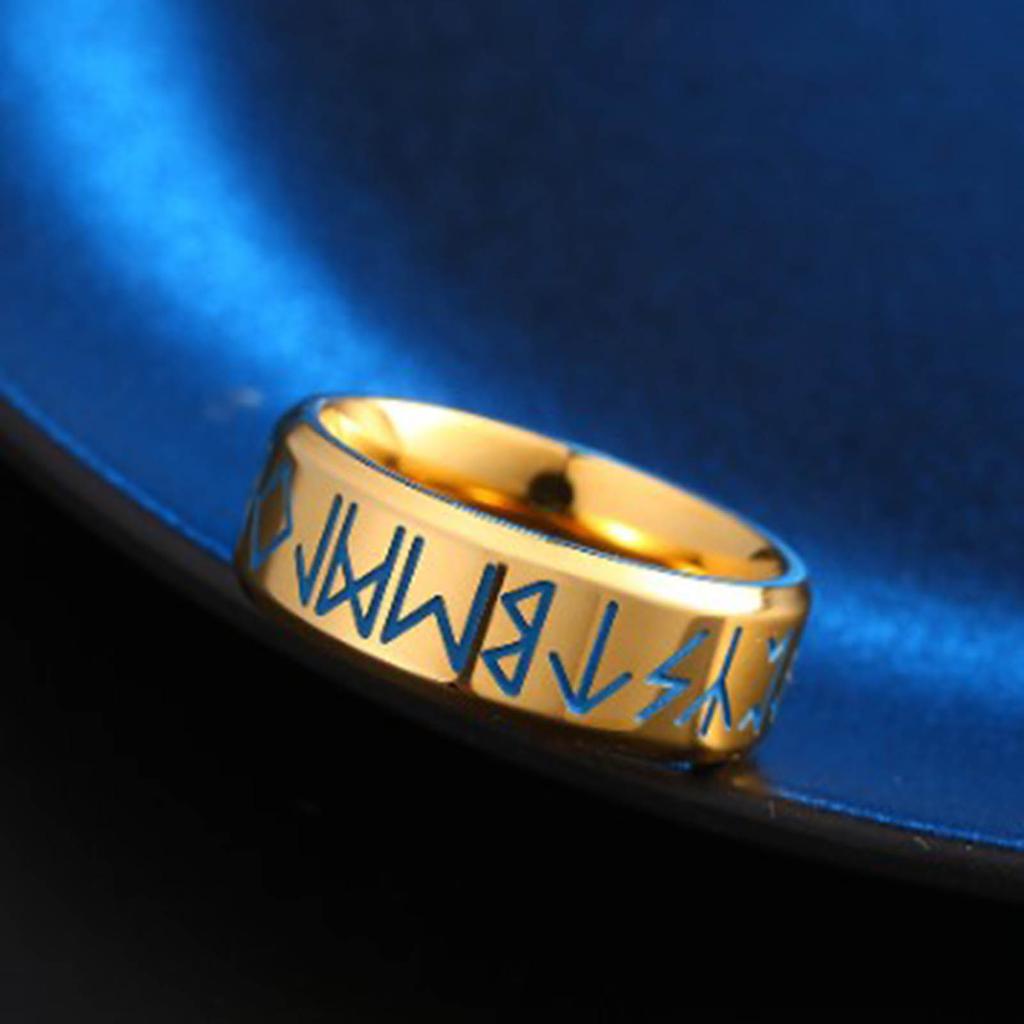 Men Titanium Steel Ring Engrave Gold Luminous Fashionable Glossy 18.2mm Inner Diameter Ring